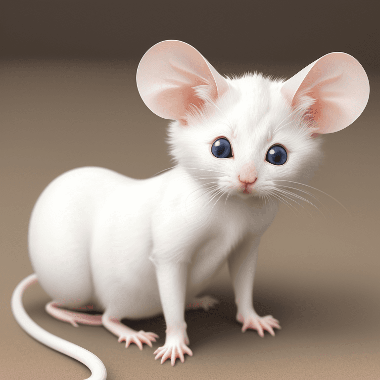 AI generated: Photo of a very cute white albino (mouse: cat: 0.5)