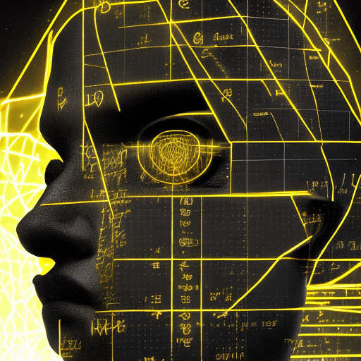 AI generated: Shadowrun Math Projection - A close-up of a person's face with set logical ambient background, DayGl...
