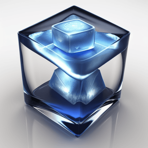 AI generated: 3d logo, blue ice cube with letters G and P inside