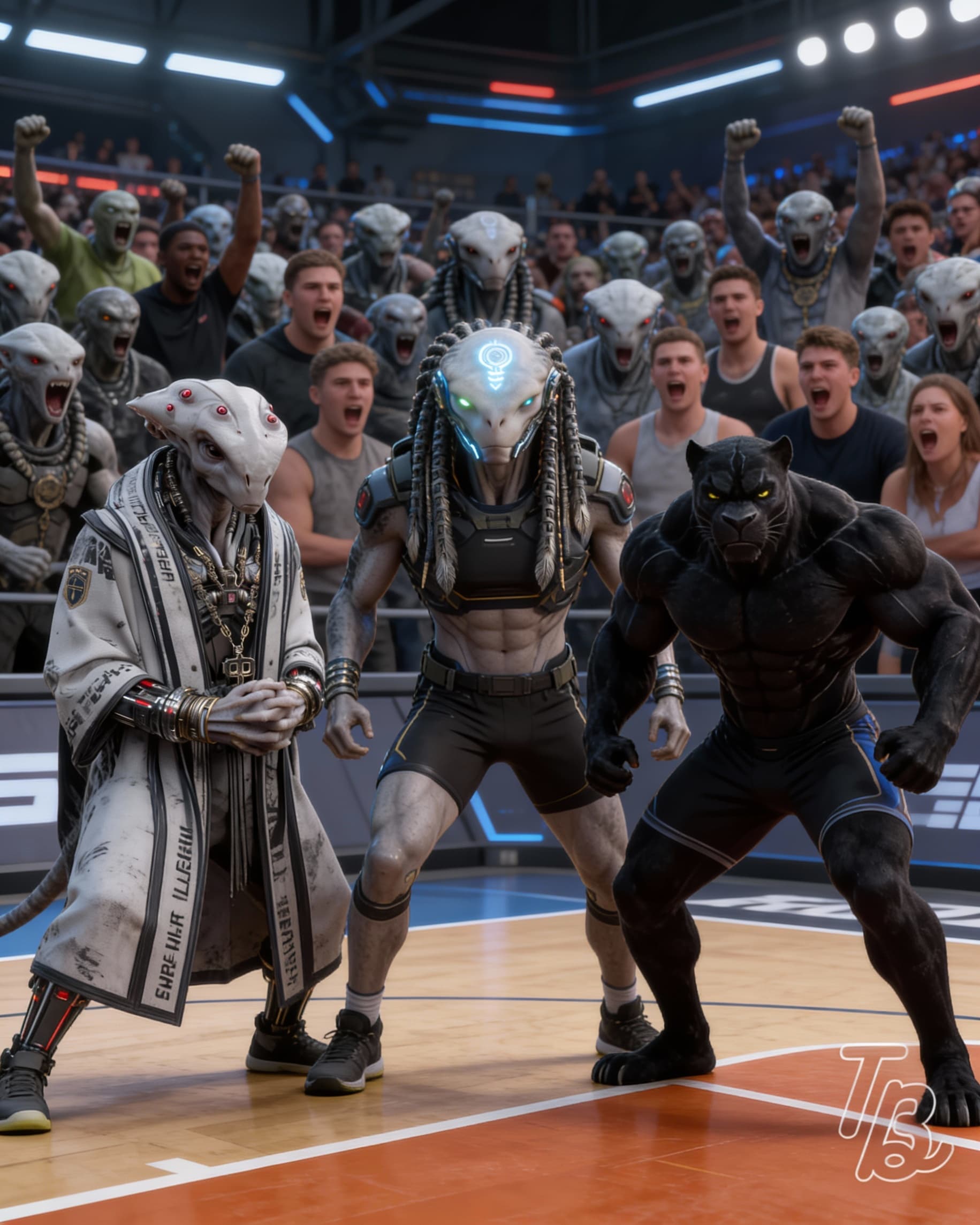 AI generated: Be inspired and create from the reference images, a Sci-Fi sporting event. Unreal Engine 5: Ultra-re...