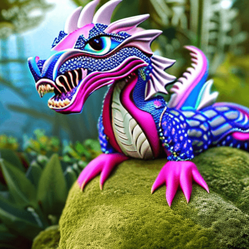 AI generated: cute pink and blue scaled dragon | Cute Icey Blue Eyes | Cute-fantasylike-creature | illuminescent l...