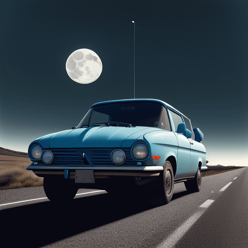 AI generated: Render a modern car, drawing inspiration from (Eglon van der Neer:0. 91). moving on the road in the ...