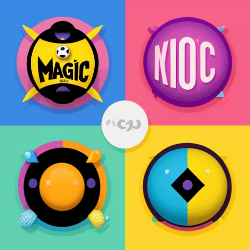AI generated: Design a playful, retro-modern logo that incorporates a magic ball as the central character, followi...
