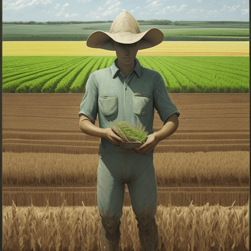 AI generated: metaphor to farmer sower bit, technology