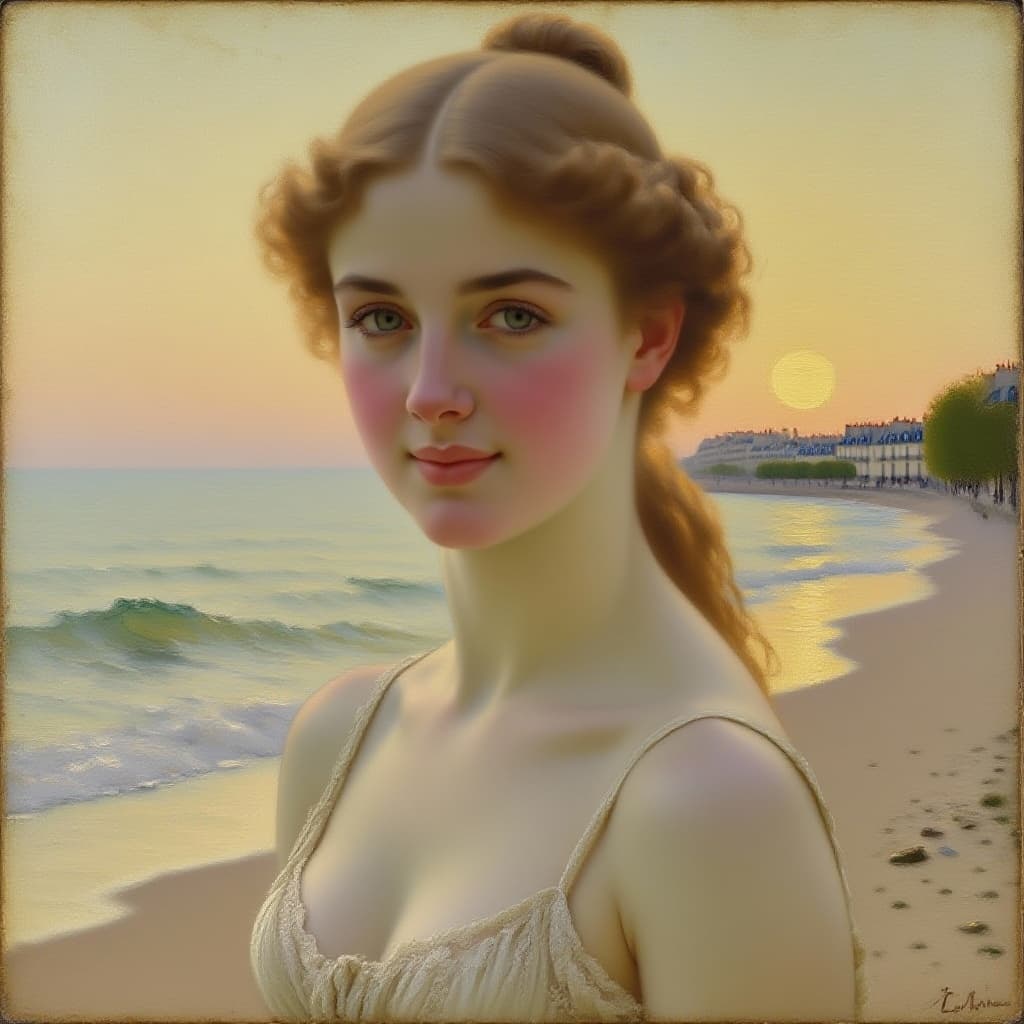 AI generated: Neo-classical style painting, painted in Montmartre by an unknown artist of a semi muscular woman, g...
