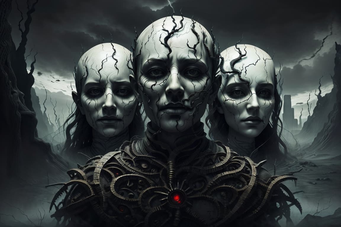 AI generated: a group of corrupt politicians with their entire faces and heads resembling different forms of narci...