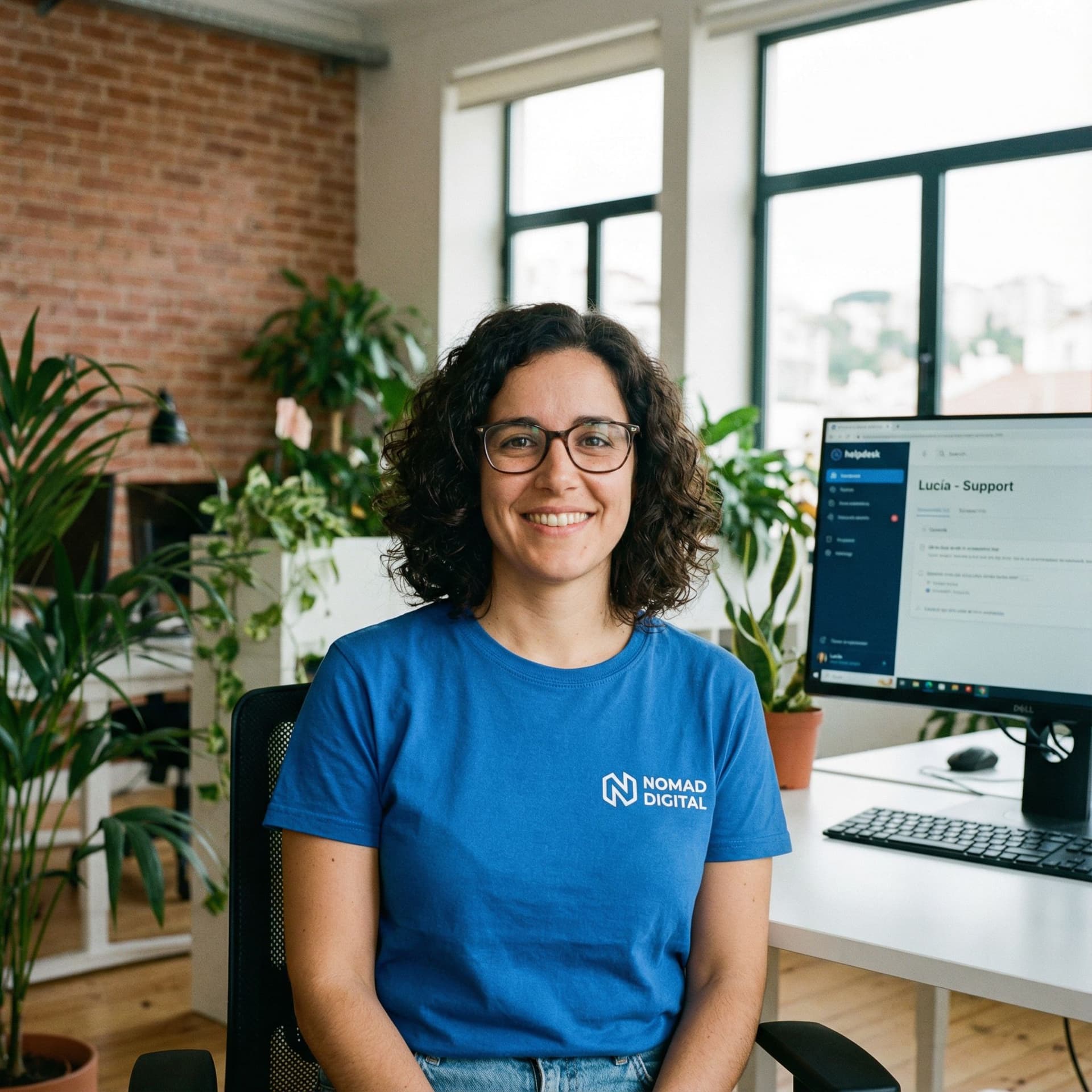 AI generated: un avatar para un agente de support. Se llama lucía, es de portugal, tiene 34 años y trabaja para un...