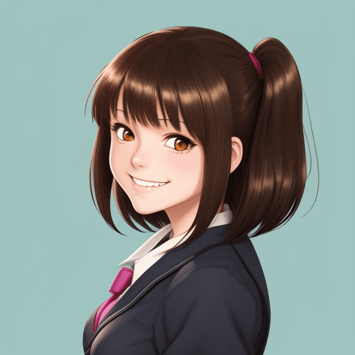 AI generated: 4k, anime style, girl, schoolgirl, brunette, smile