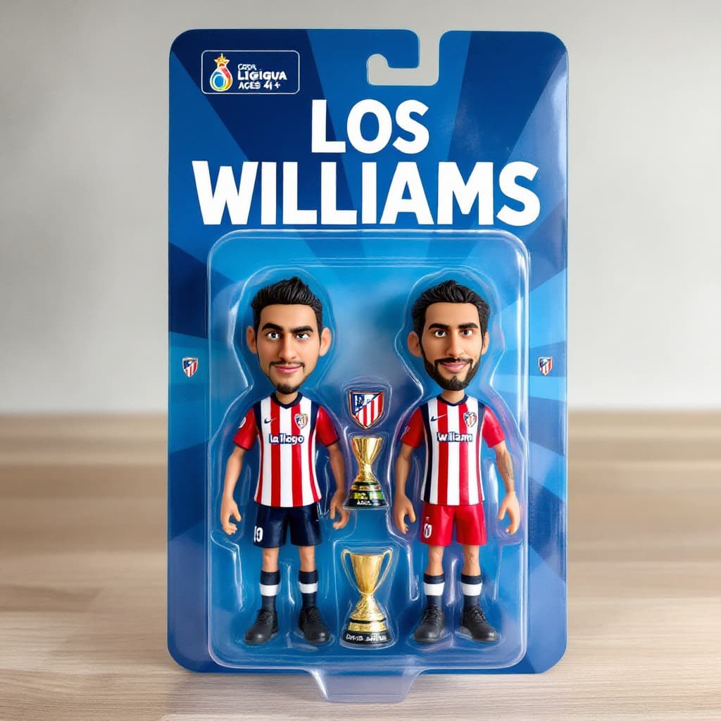 AI generated: A stylized collectible action figure in a toy package labeled "Williams" for ages 4+, featuring Nico...