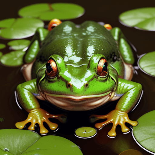 AI generated: bullfrog in a swamp bubble chin