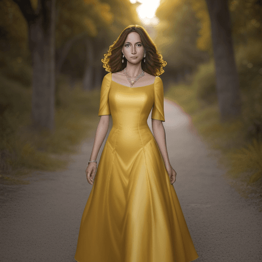 AI generated: Foto realista, de una mujer de 34años, cabello largo castaño claro, con un vestido de noche elegante...