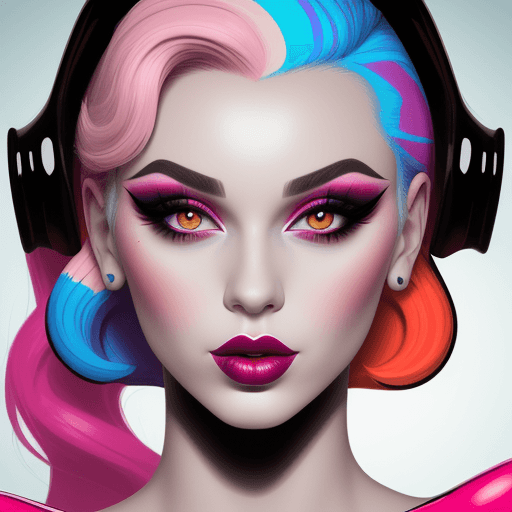AI generated: woman with makeup, pop art look, in style of pop - art, pop - art style, pink lipstick, photography ...
