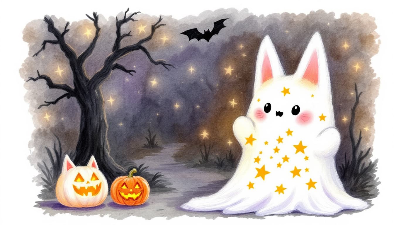 AI generated: Halloween party tea party trick or treat Halloween Jack-o'-lantern 🎃 A playful colored pencil drawi...