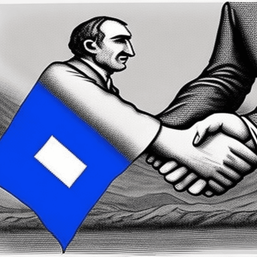 AI generated: An image of a Armenia shaking hands with Russia