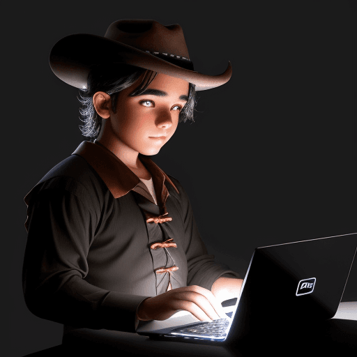 AI generated: a gaucho who likes to play on the computer with a black background and LEDs