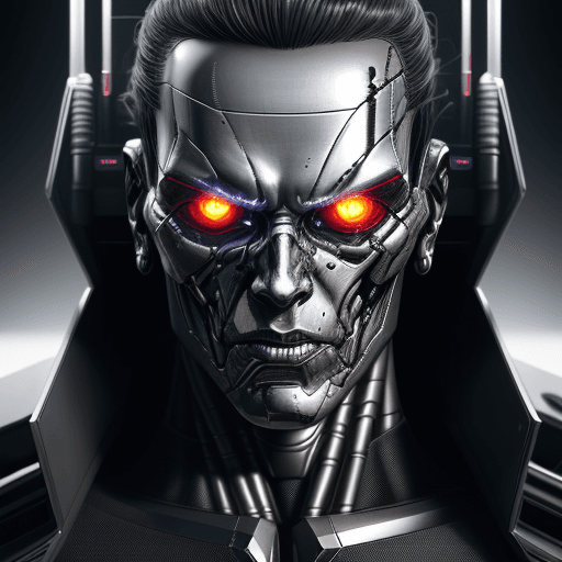 AI generated: portrait of robot Terminator, cyborg, evil, in dynamics, highly detailed, packed with hidden details...