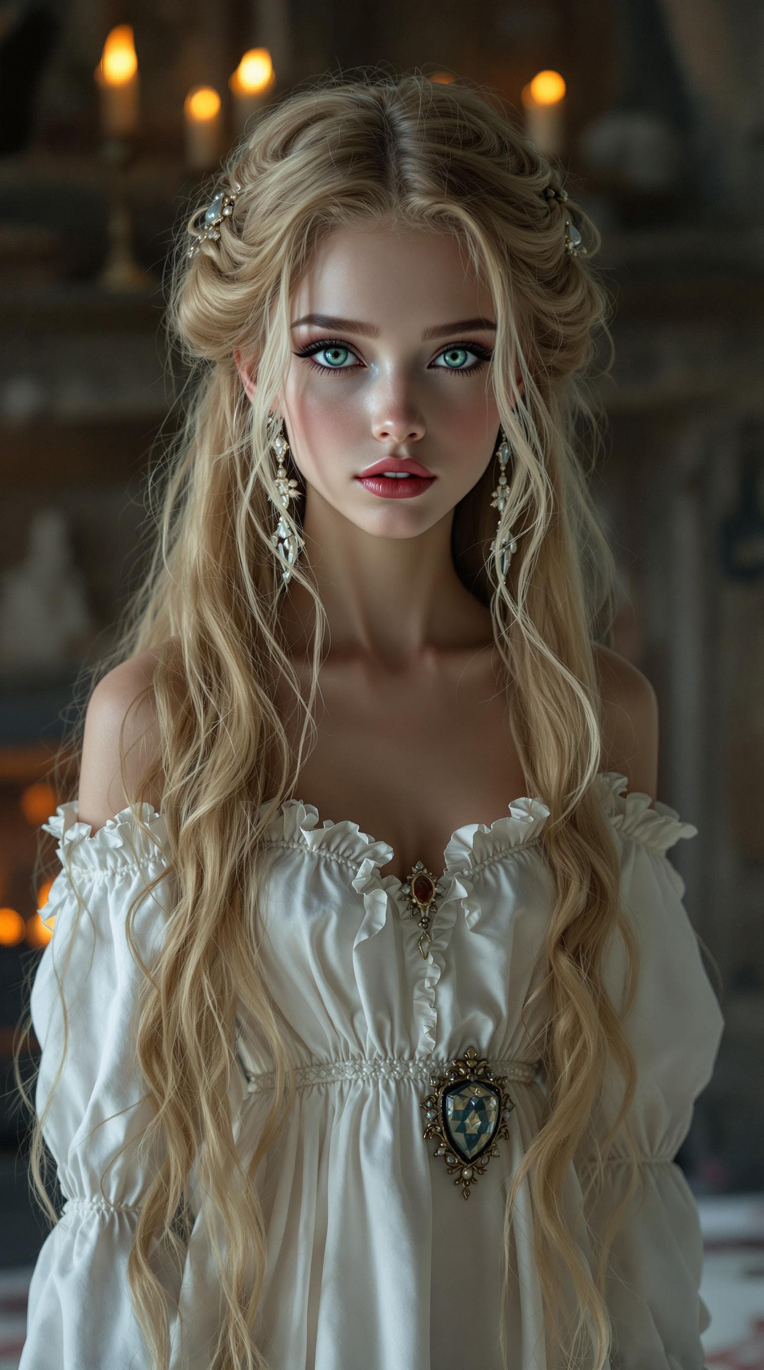 AI generated: a professional photo of a exceptionally of the most beautiful girl in the world, Transylvanian vampi...
