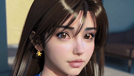 AI generated: brunette woman, brown eyes, 3D anime, beautiful