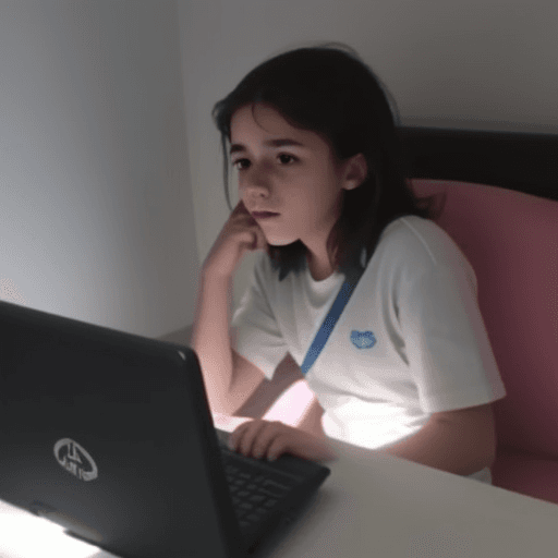 AI generated: un adolescente, abusada por un desconocido navegando por internet