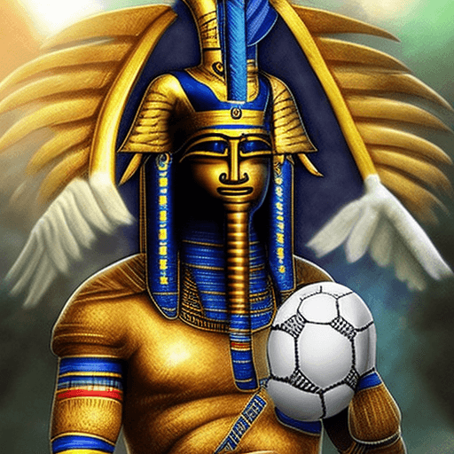 AI generated: i need god horus playing soccer