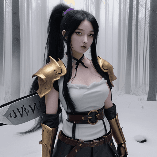 AI generated: Dark fantasy, adult woman 25 years old, anime kitsune style with long golden hair to the waist and a...