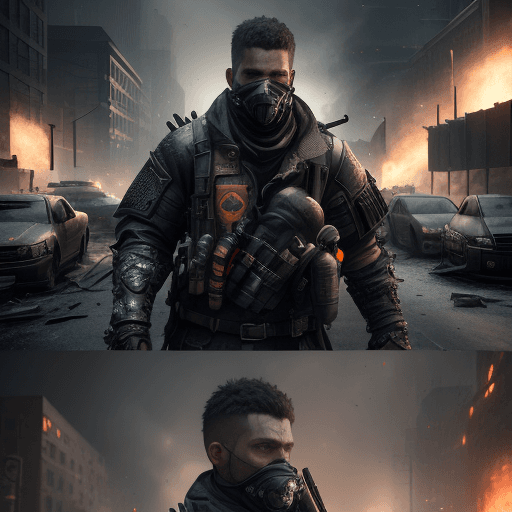 AI generated: portrait a man inspired by the Pc game "the Division ", portrait a man with black armor (no flag atr...