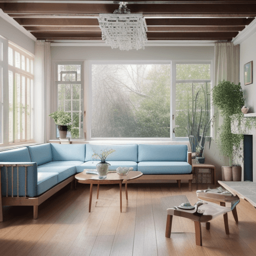 AI generated: High resolution photography interior design, dreamy sunken living room conversation pit, wooden floo...