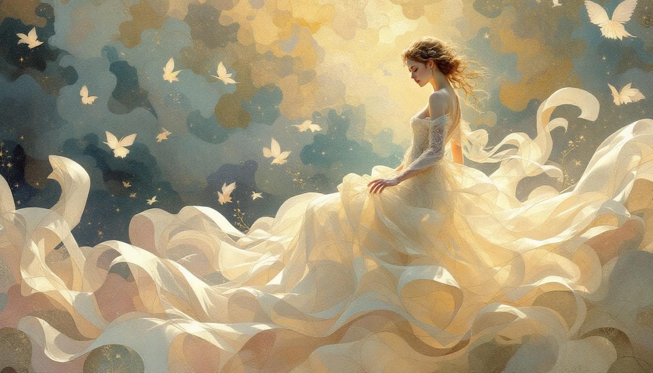 AI generated: Alphonse Mucha + Odilon Redon + Classical mythology, where Mucha's flowing ornamental lines create r...