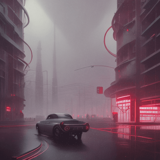 AI generated: Film Noir City, art deco, retrofuturism, Solarpunk, Atompunk, rainy weather, ambient atmosphere, 8k ...
