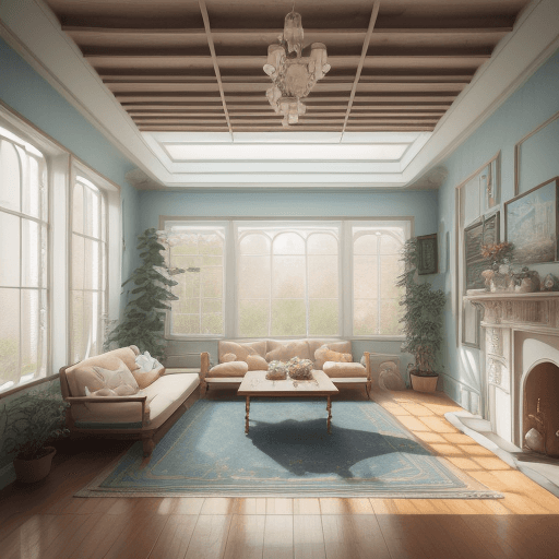 AI generated: High resolution photography interior design, dreamy sunken living room conversation pit, wooden floo...
