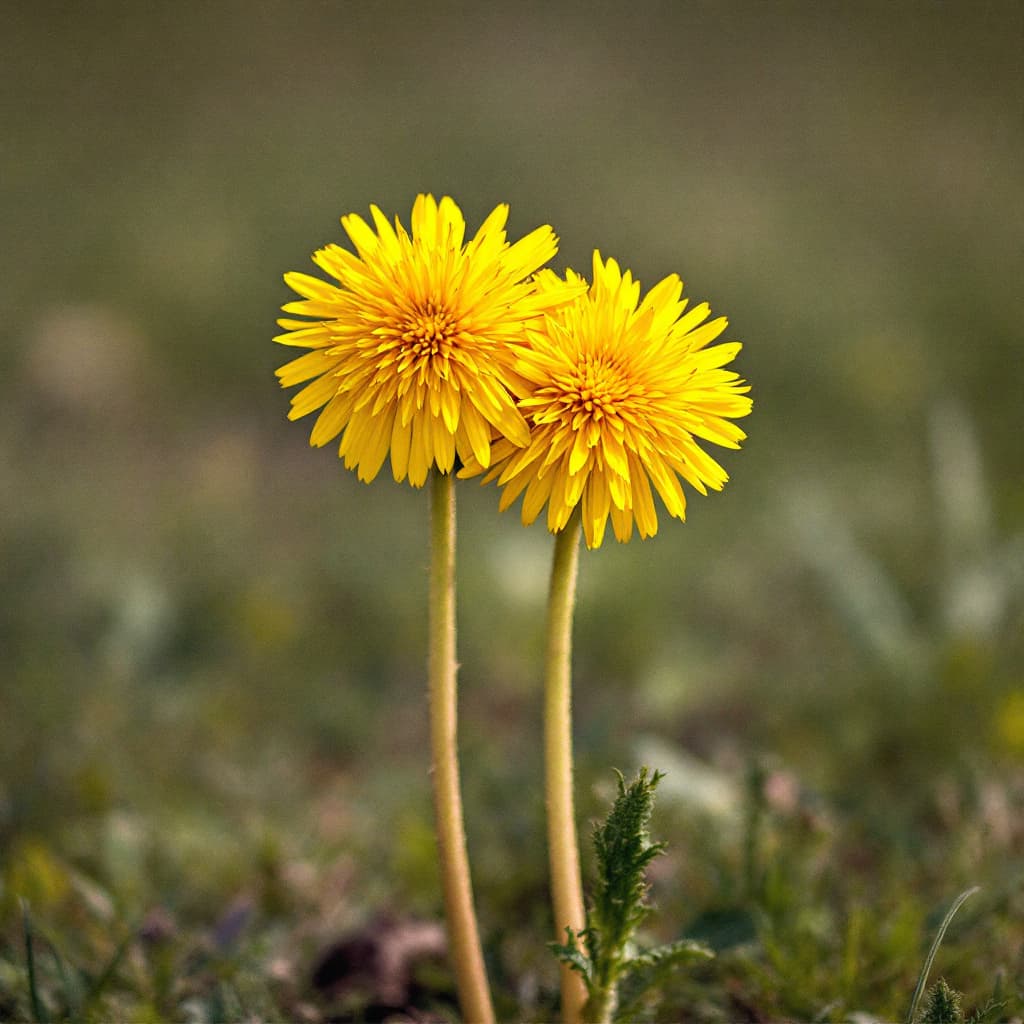 AI generated: Two yellow dandelions are hugging.
