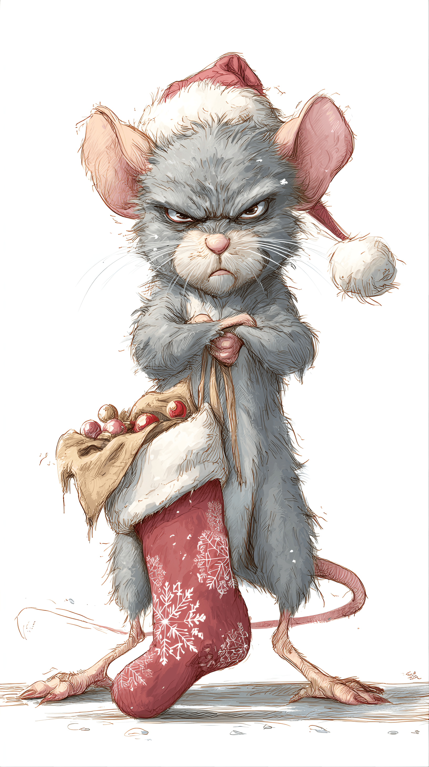 AI generated: grumpy anthropomorphic mouse is the central subject, depicted in a digital illustration style. The m...