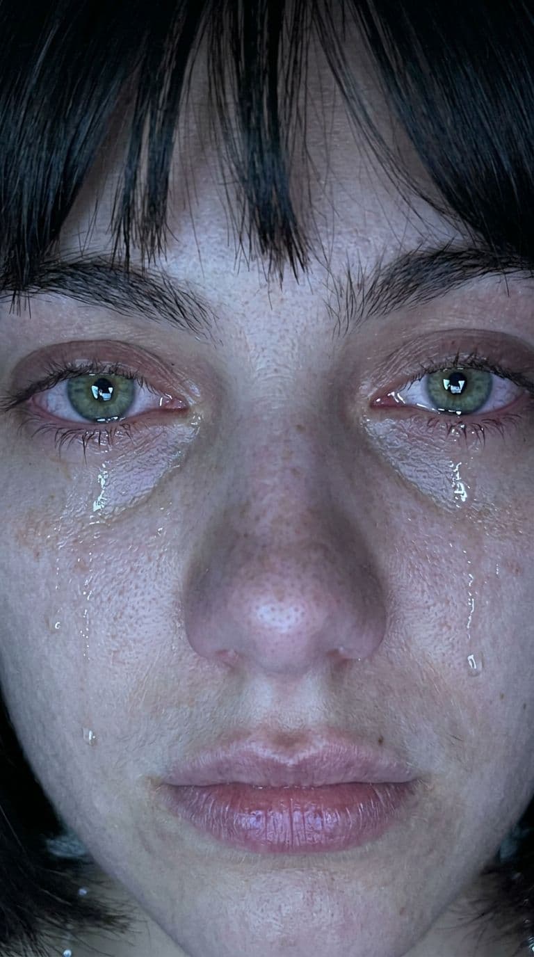 AI generated: A realistic close-up selfie shot of the same young woman from the reference image, captured front-fa...