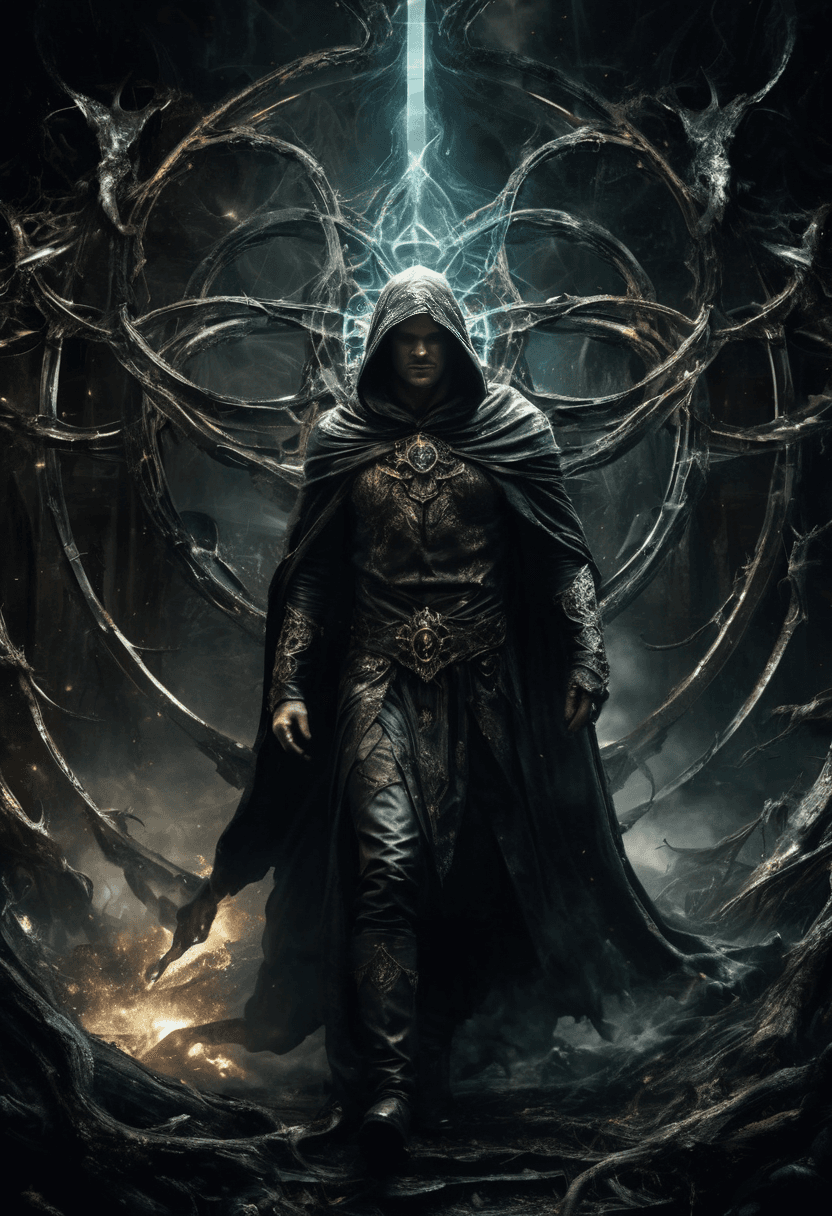 AI generated: man , Dark Fantasy Art of ethereal fantasy concept art of (existential idiosyncrasy art chaos), magn...