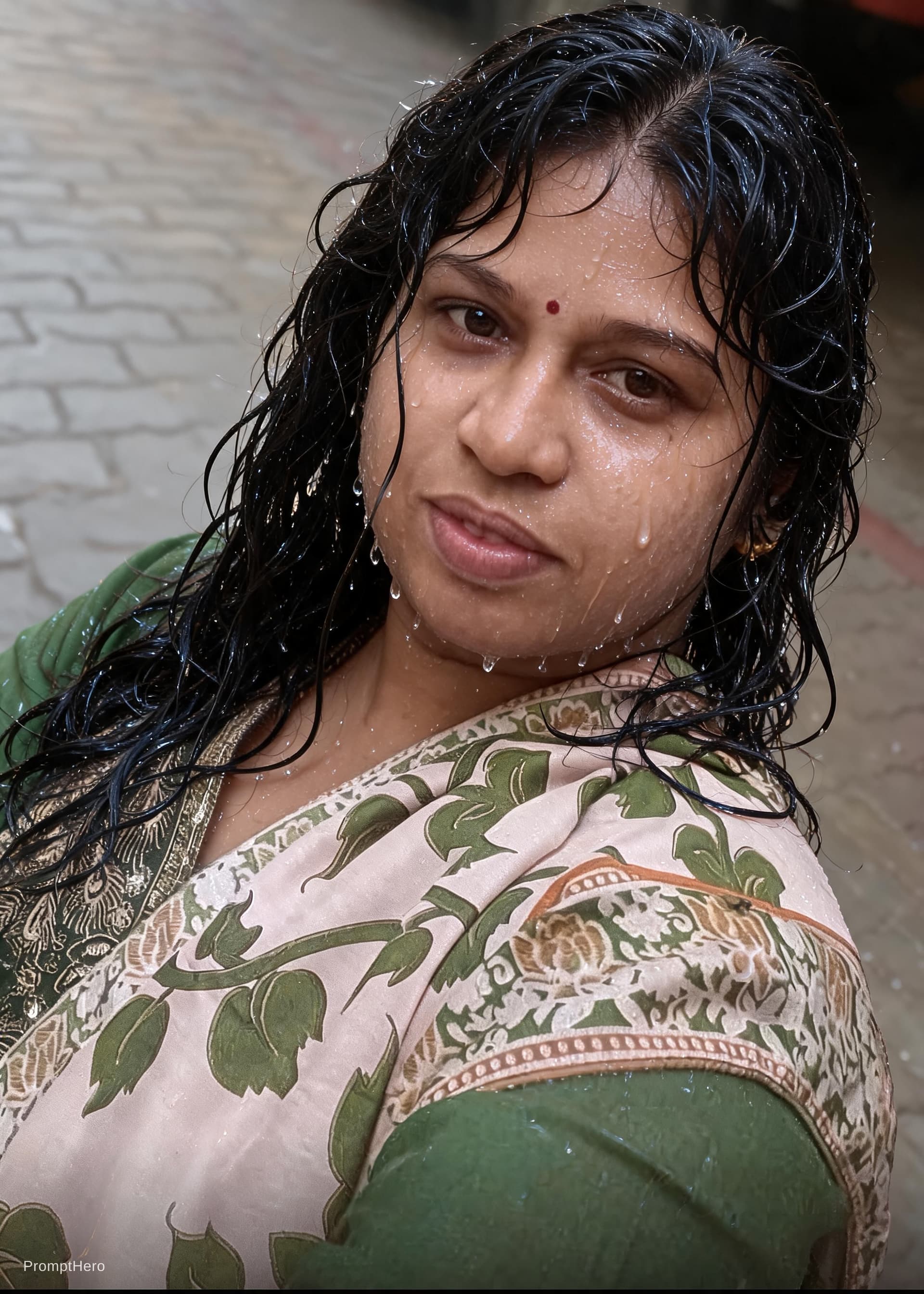 AI generated: Exact face in Portrait 4k with wet