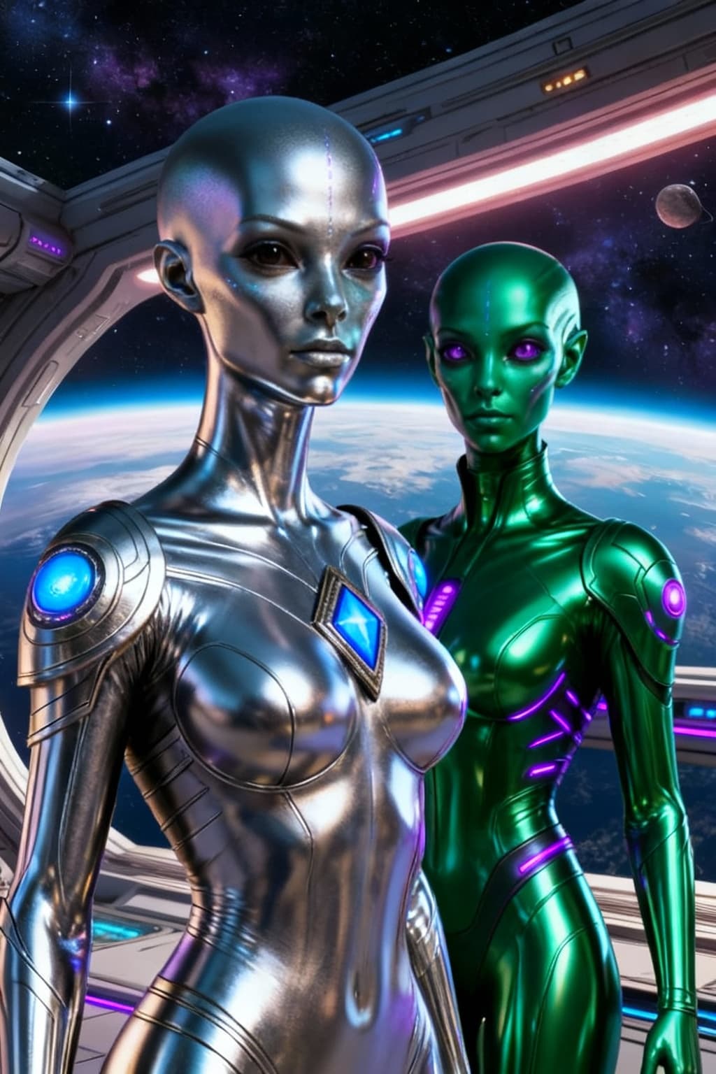 AI generated: Alter metalistic symmetry. Close all seams and open joints with a smooth metallic skin-line covering...