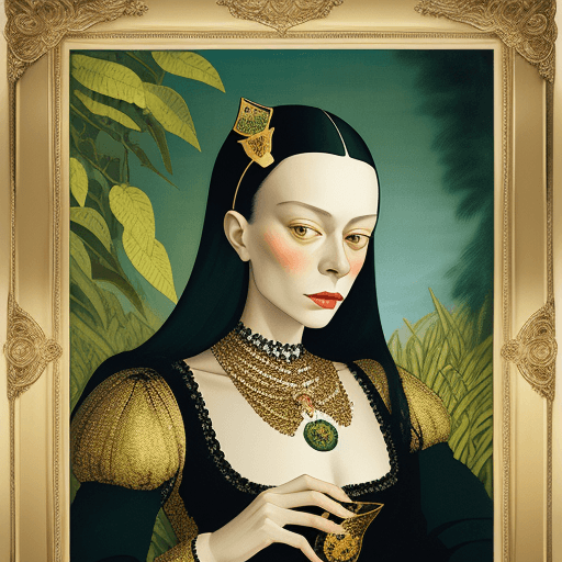 AI generated: By Pyotr Konchalovsky :: acrylic illustration and 24 karat gold leaf over photograph In the style of...