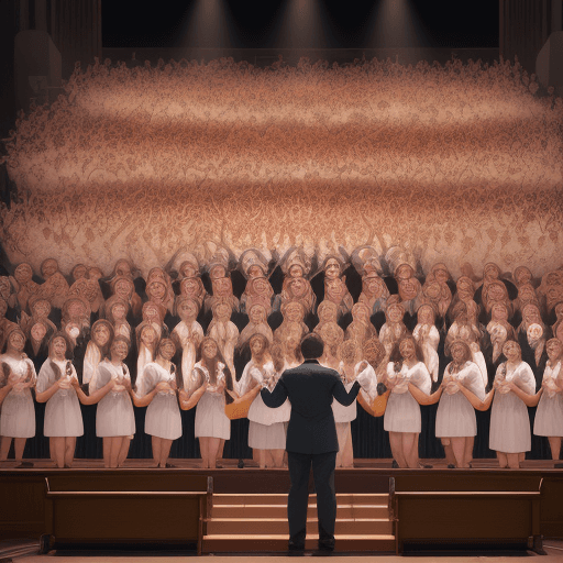 AI generated: Another version, I wanted an illustration depicting a lively and joyful Gospel Choir service, includ...