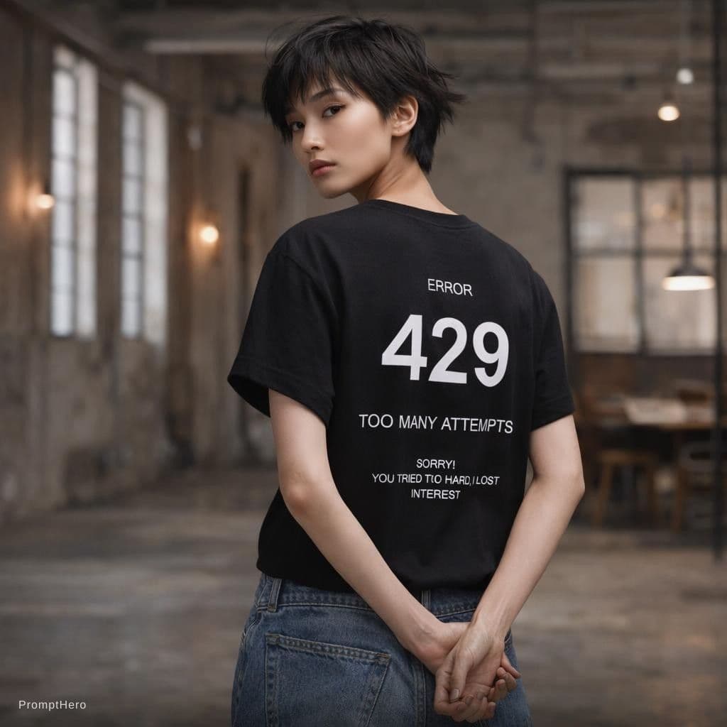AI generated: High-fashion half-body photograph of a 25-year-old Asian supermodel, very thin, short and messy blac...