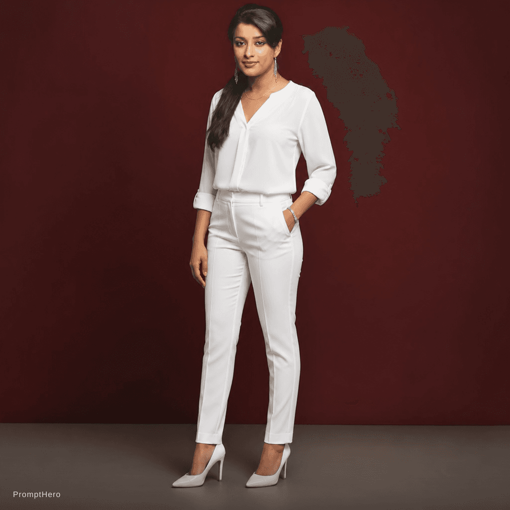AI generated: In white blouse 