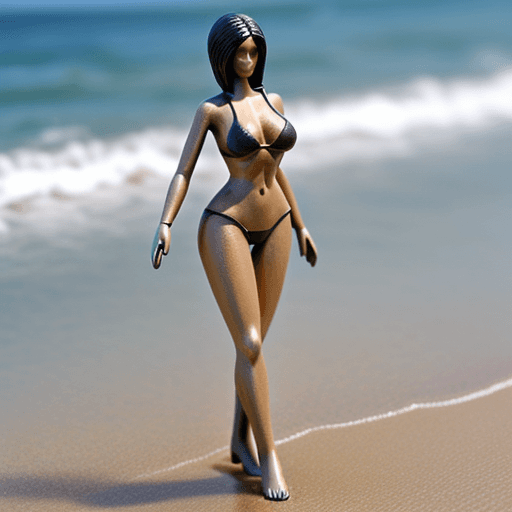 AI generated: a women with a mature figure on the beach