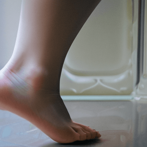 AI generated: Girl showing feet soles, 5 toes, sitting, 