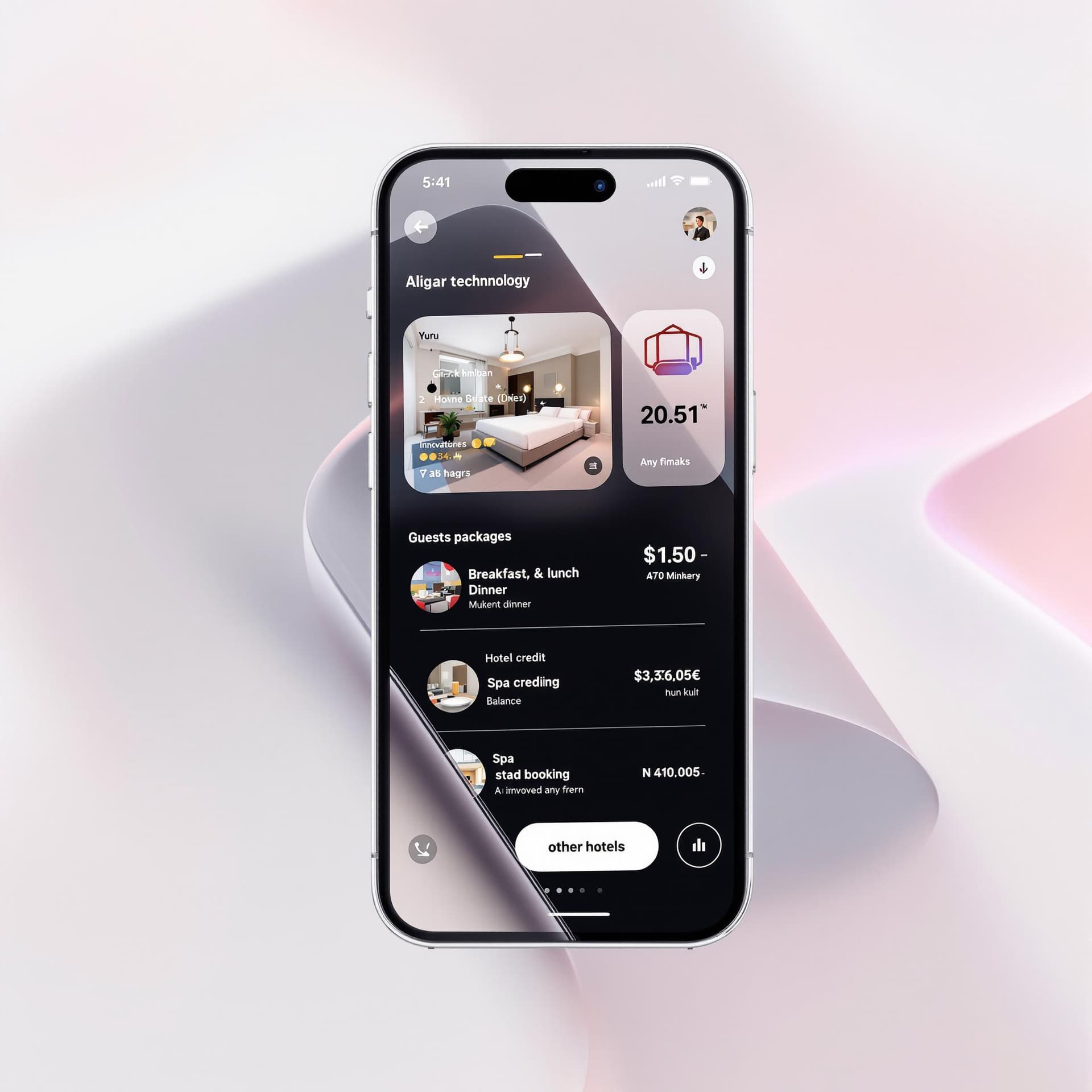AI generated: Create an image for Smart Technology: Futuristic interfaces (e.g., a digital hotel guest app with an...