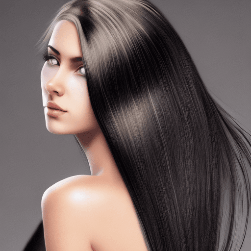 AI generated: disposable photography of beautiful jet black hair with blonde streak's model, 8k, photo realism, --...