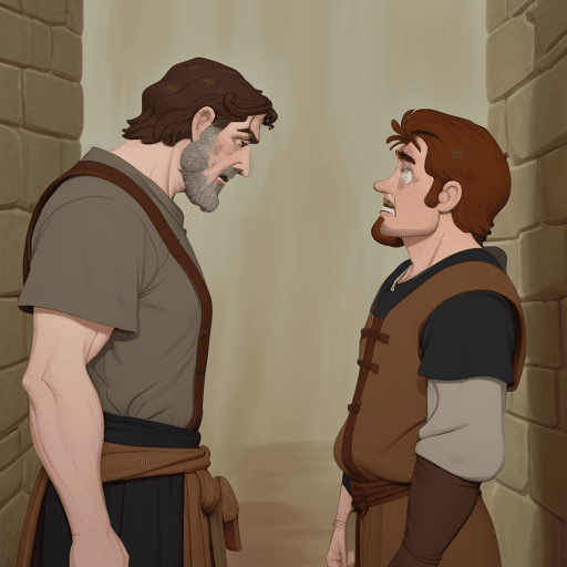 AI generated: Illustrate God confronting Cain about the murder, highlighting Cain's expression of guilt and denial...