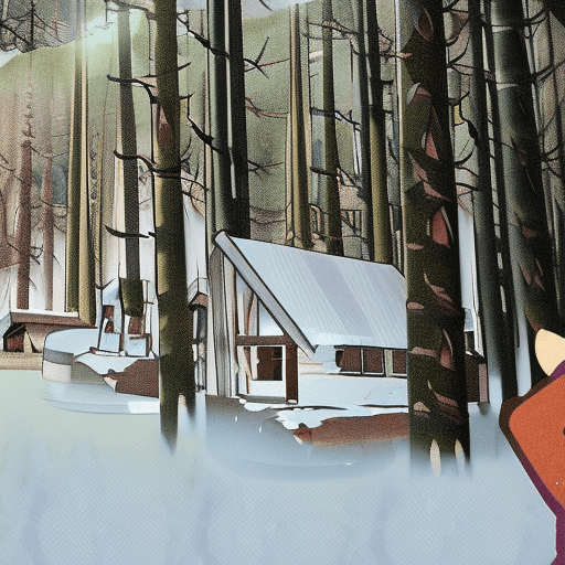 AI generated: a cabin in the middle of a forest of girls