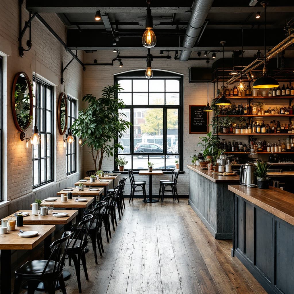 AI generated: The inside image of a small one floor casual dining restaurant in New York that serves handmade past...