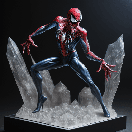 AI generated: Expo presents scary transparent crystal Venum vs Spiderman statue,very epic,created by Todd McFarlan...