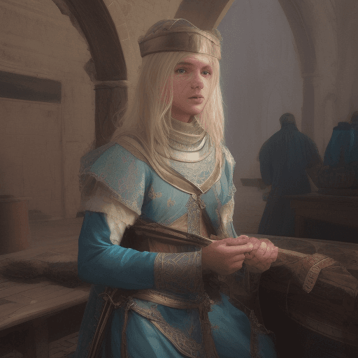 AI generated: Photo of a ultra realistic medieval setting of a of a young adult blonded haired middle eastern danc...