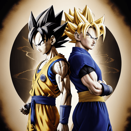 AI generated: dragon ball super wallpaper, in the style of dark yellow and dark beige, photo-realistic drawings, r...